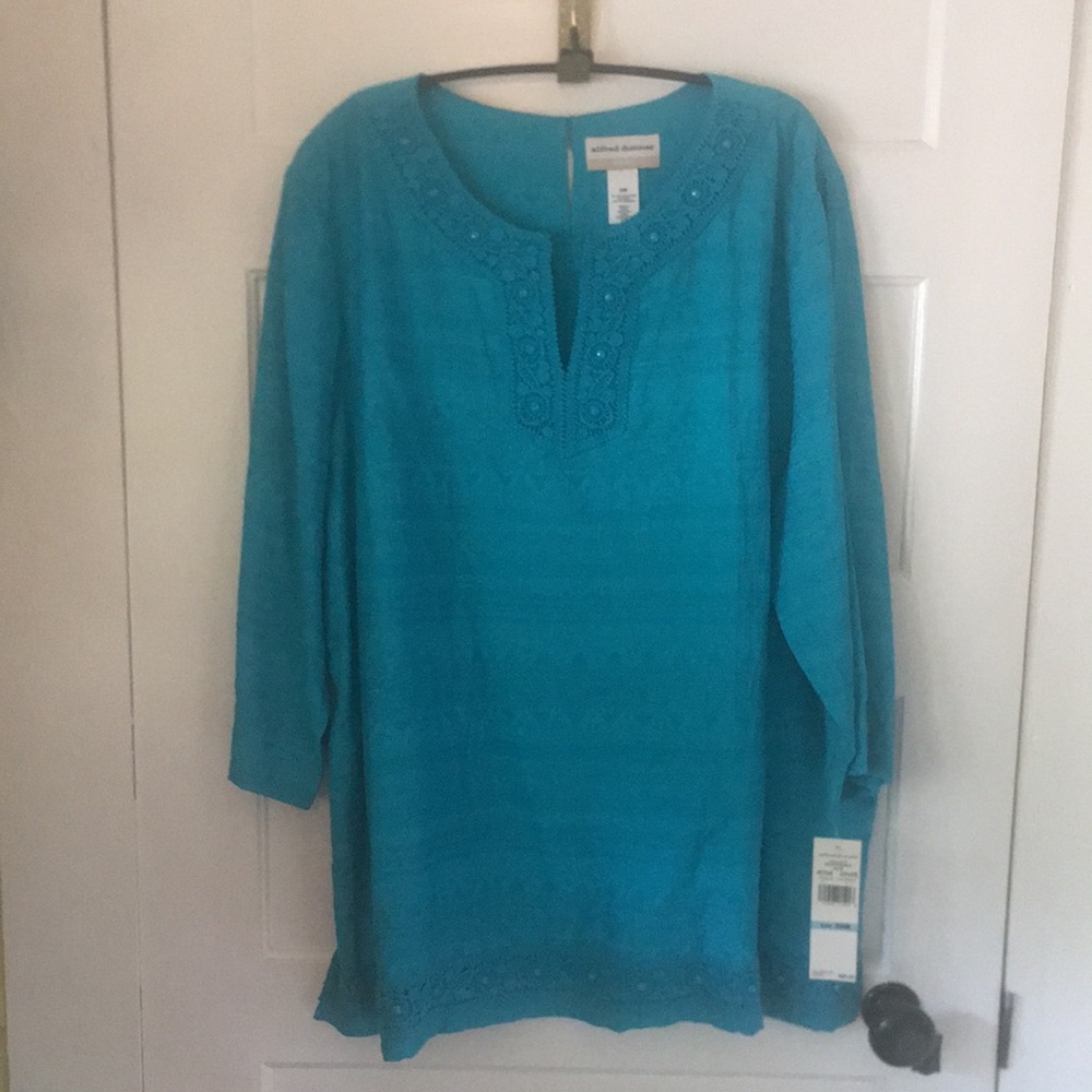 Alfred Dunner Women’s Top Size 20W Turquoise Blue